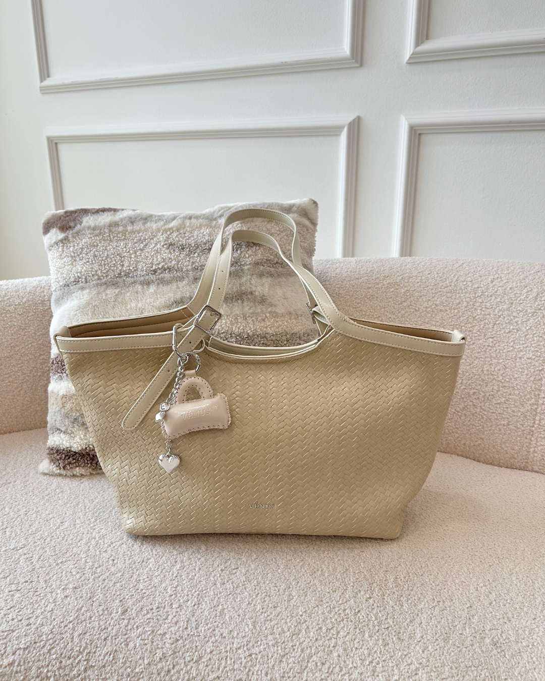 Emery Woven Tote Bag - Beige