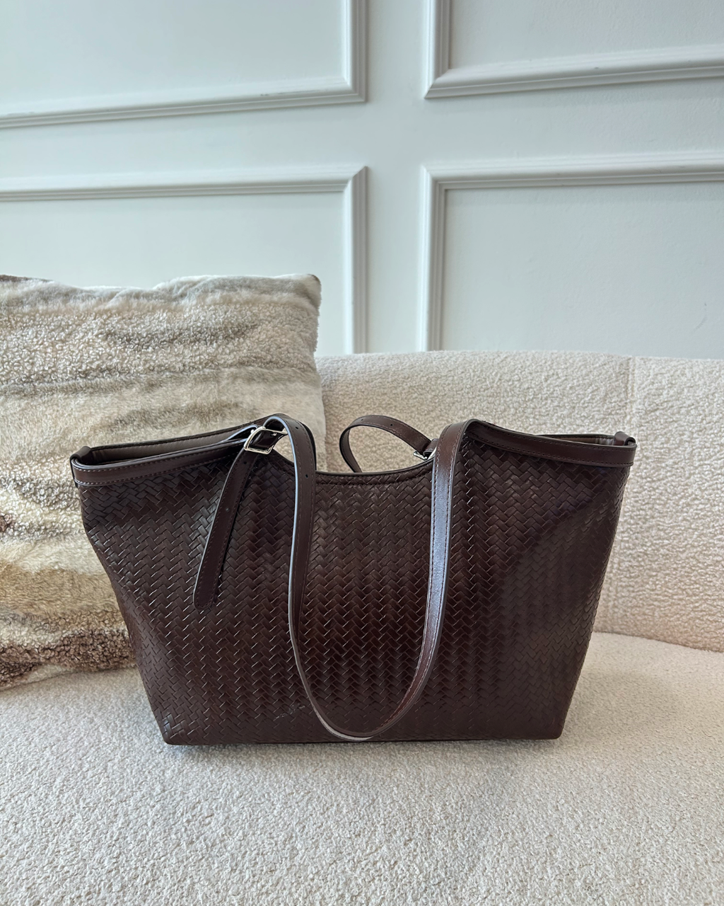 Emery Woven Tote Bag - Espresso