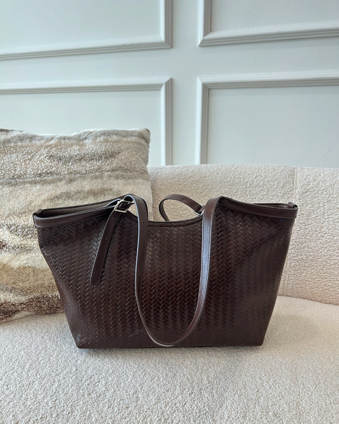 Emery Woven Tote Bag - Espresso