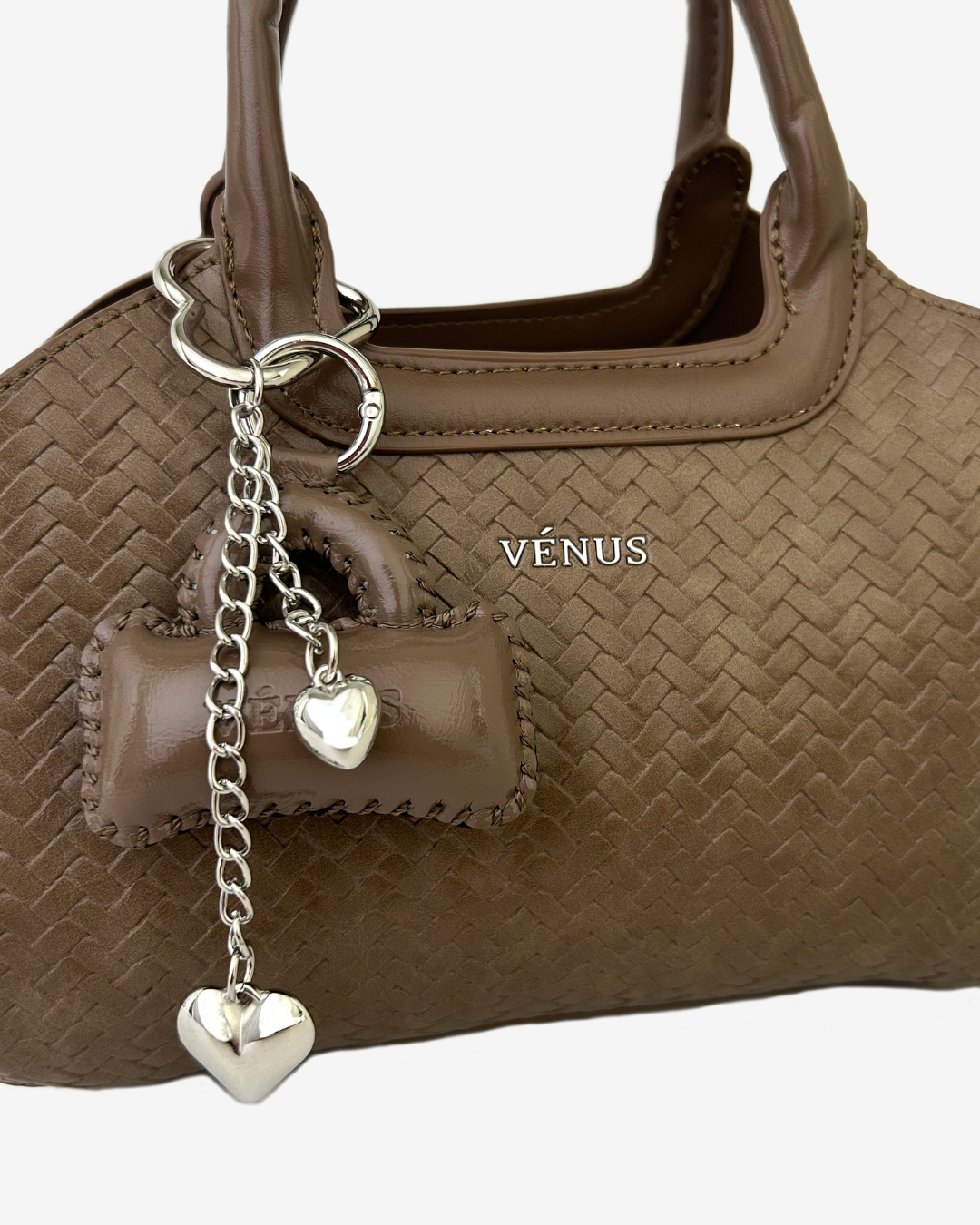Macie Woven Top Handle Bag - Taupe