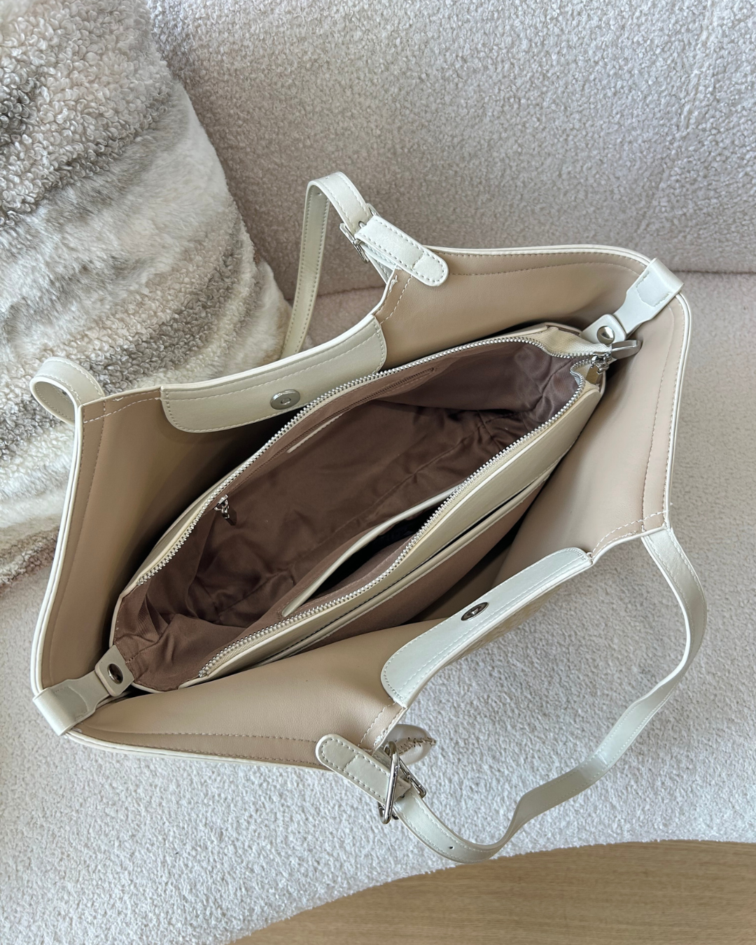 Emery Woven Tote Bag - Beige