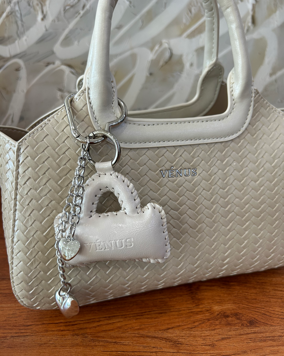 Macie Woven Satchel Bag - Beige