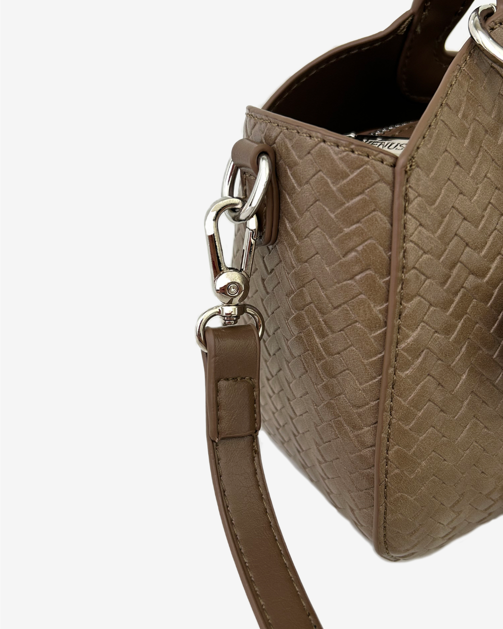 Macie Woven Top Handle Bag - Taupe