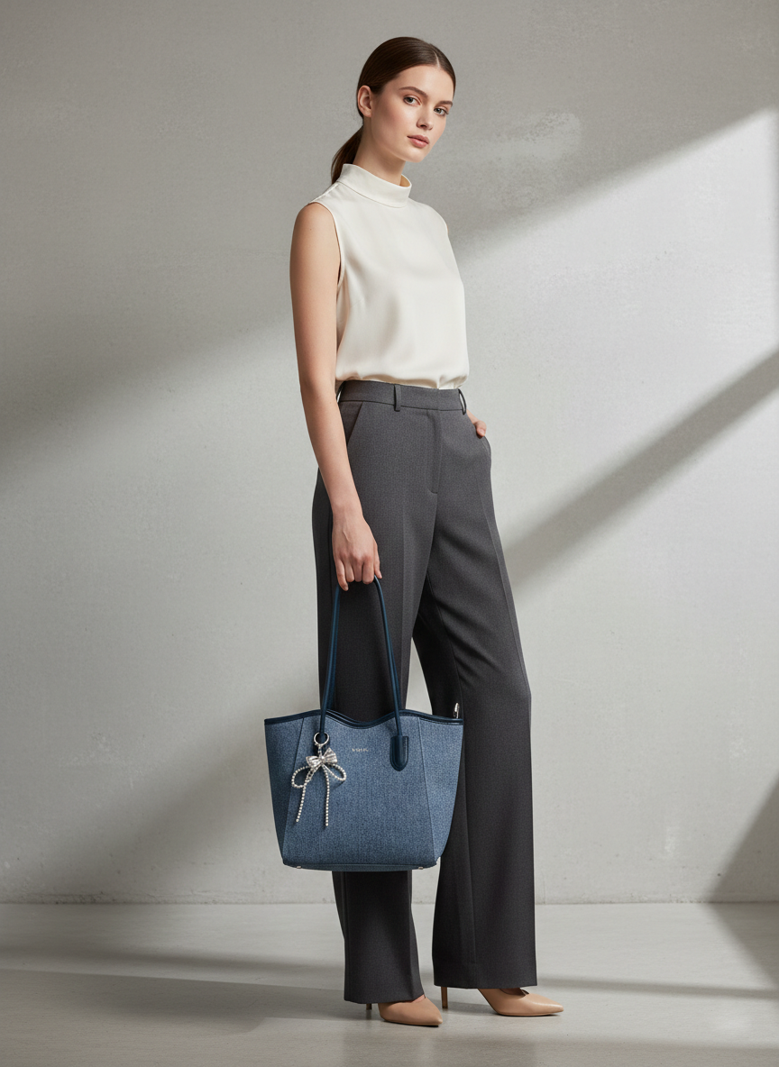 Romina Tote Bag - Denim Blue