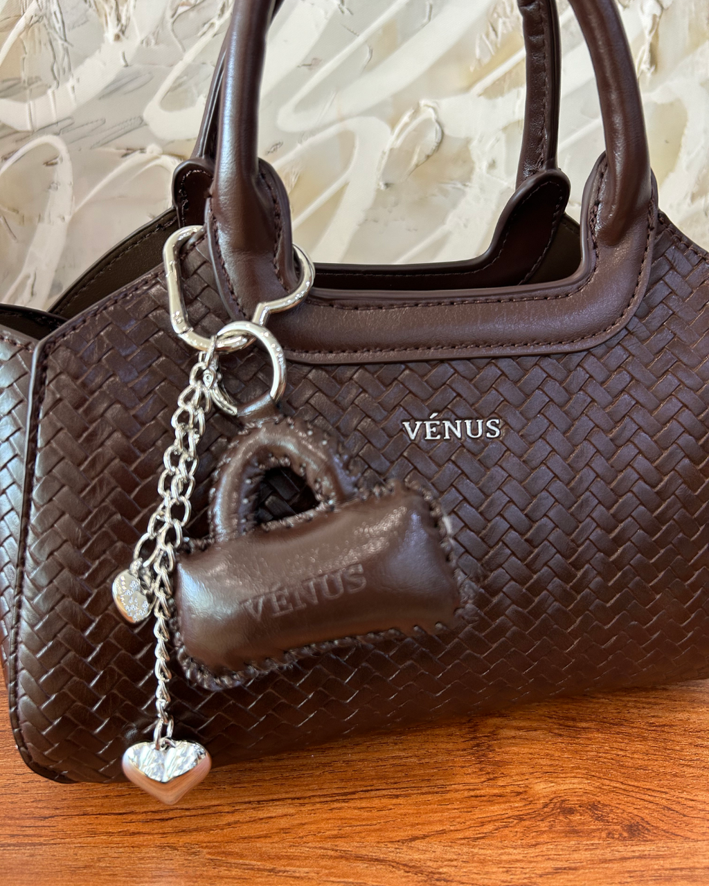 Macie Woven Satchel Bag - Espresso