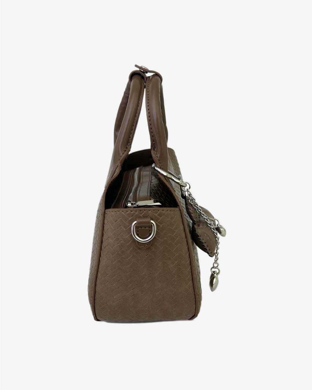 Macie Woven Top Handle Bag - Taupe