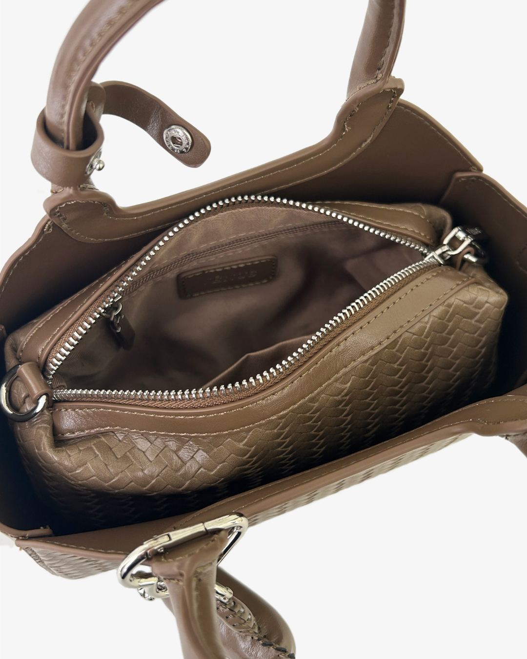 Macie Woven Top Handle Bag - Taupe