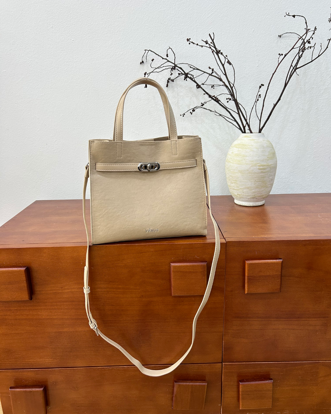 Kayden Satchel Bag - Beige