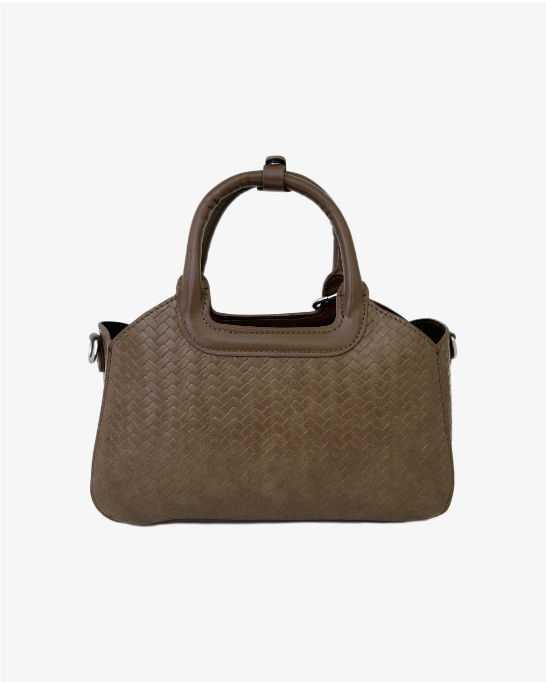 Macie Woven Top Handle Bag - Taupe