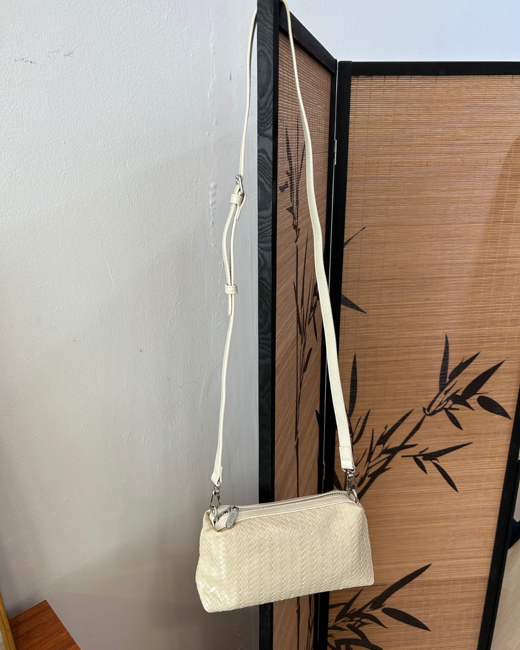 Macie Woven Satchel Bag - Beige