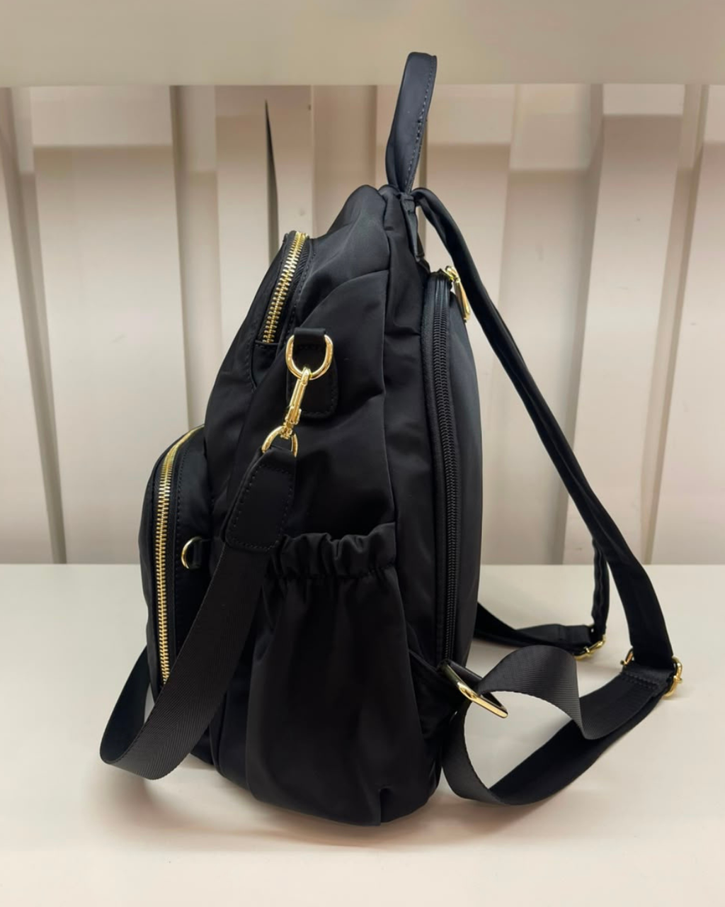 Carine Nylon Backpack - Black