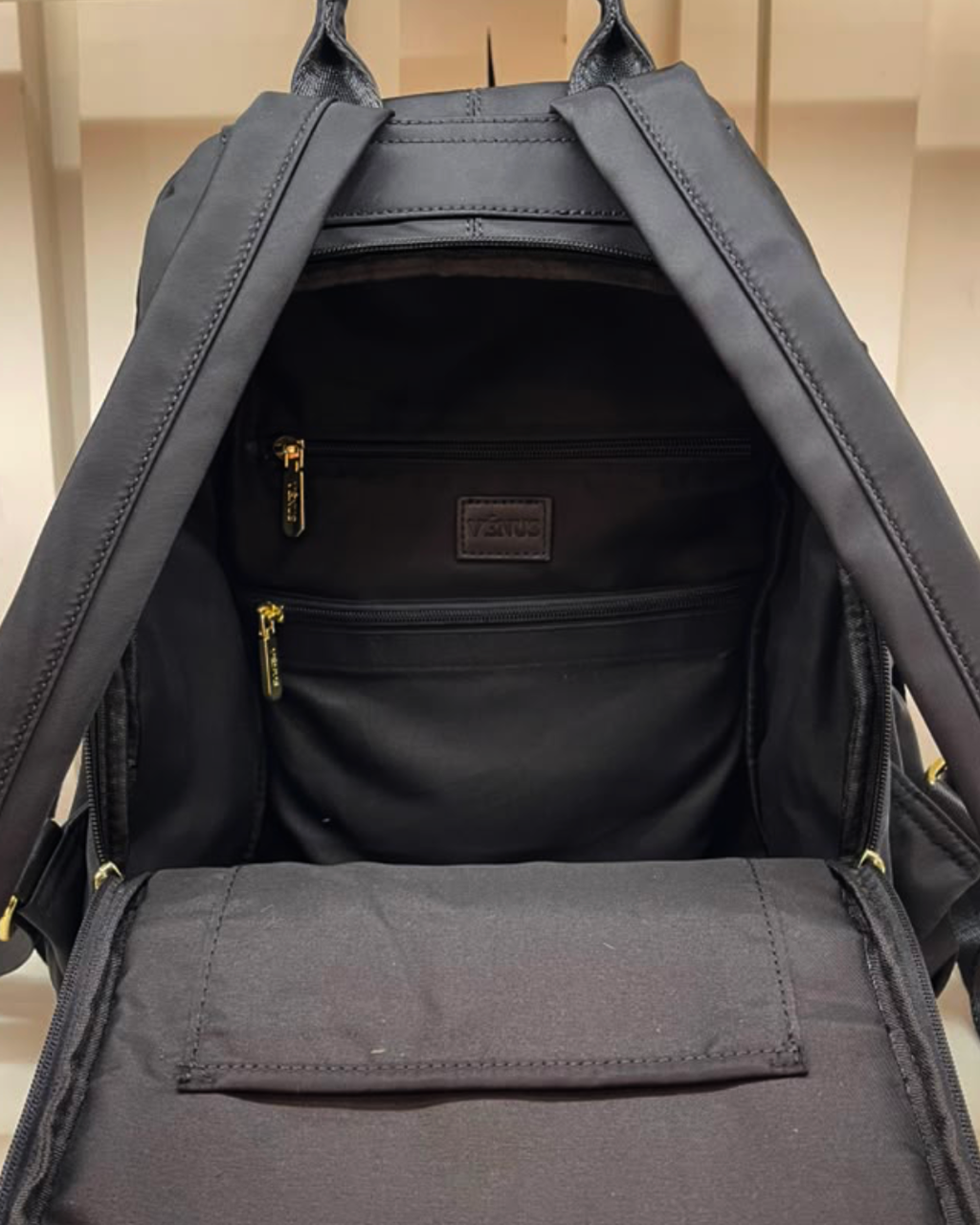 Carine Nylon Backpack - Black