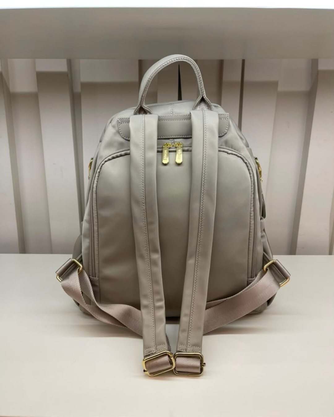 Carine Nylon Backpack - Light Grey