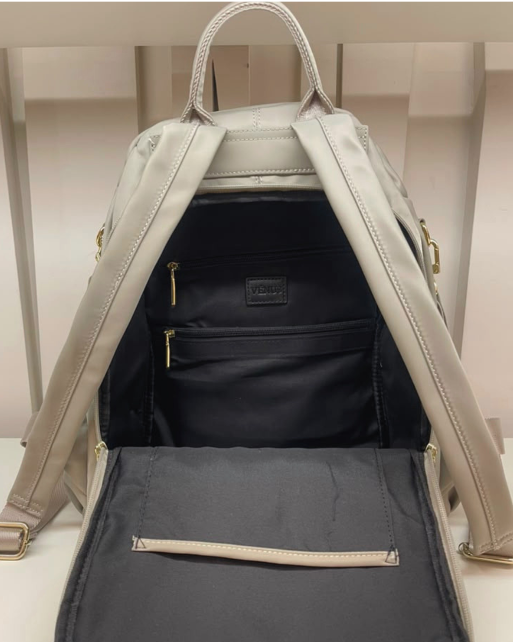 Carine Nylon Backpack - Light Grey
