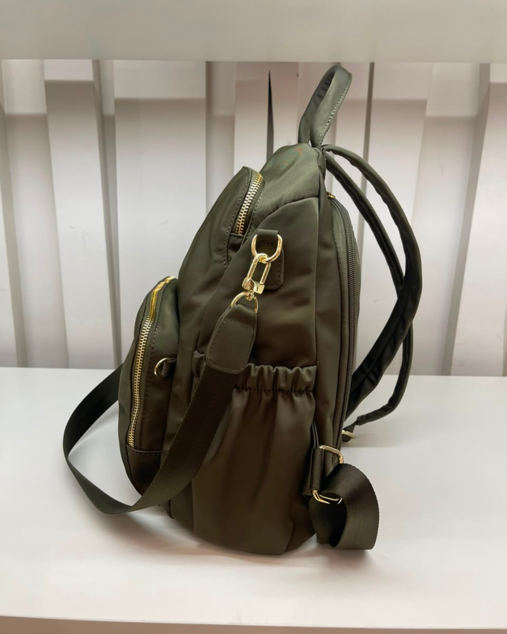 Carine Nylon Backpack - Olive