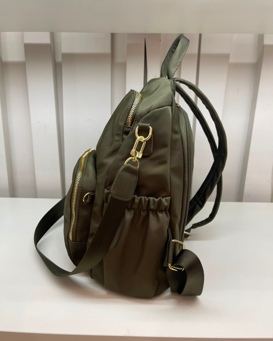 Carine Nylon Backpack - Olive
