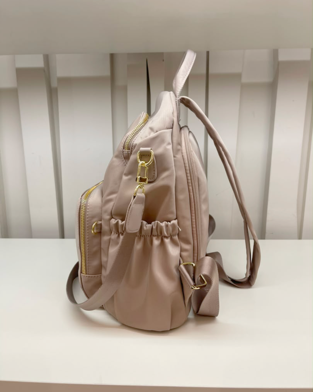 Carine Nylon Backpack - Blush Pink