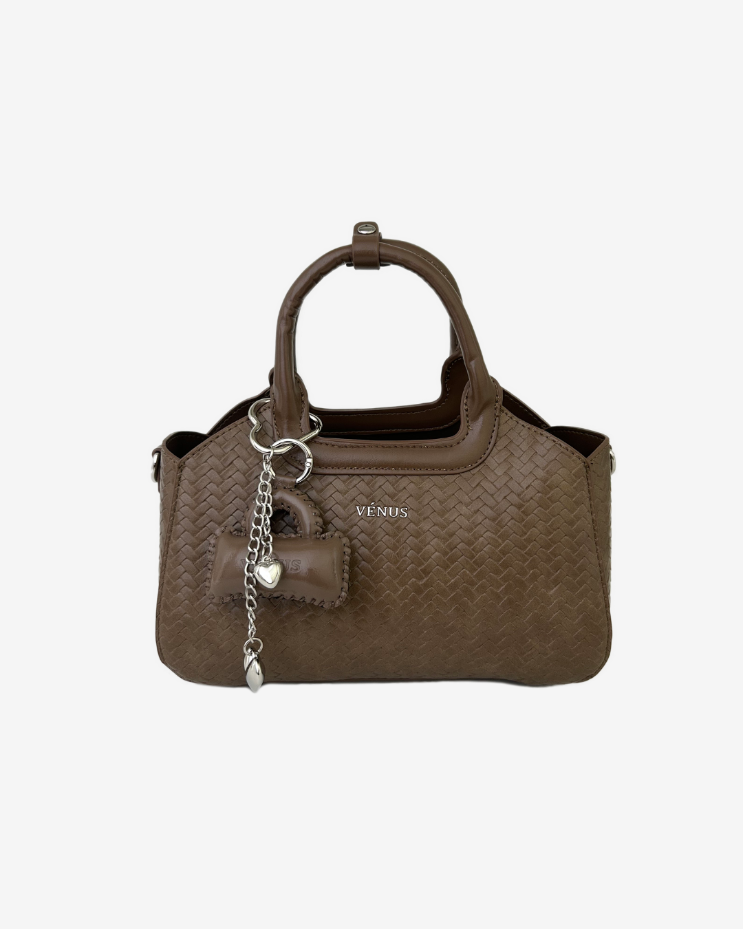 Macie Woven Top Handle Bag - Taupe