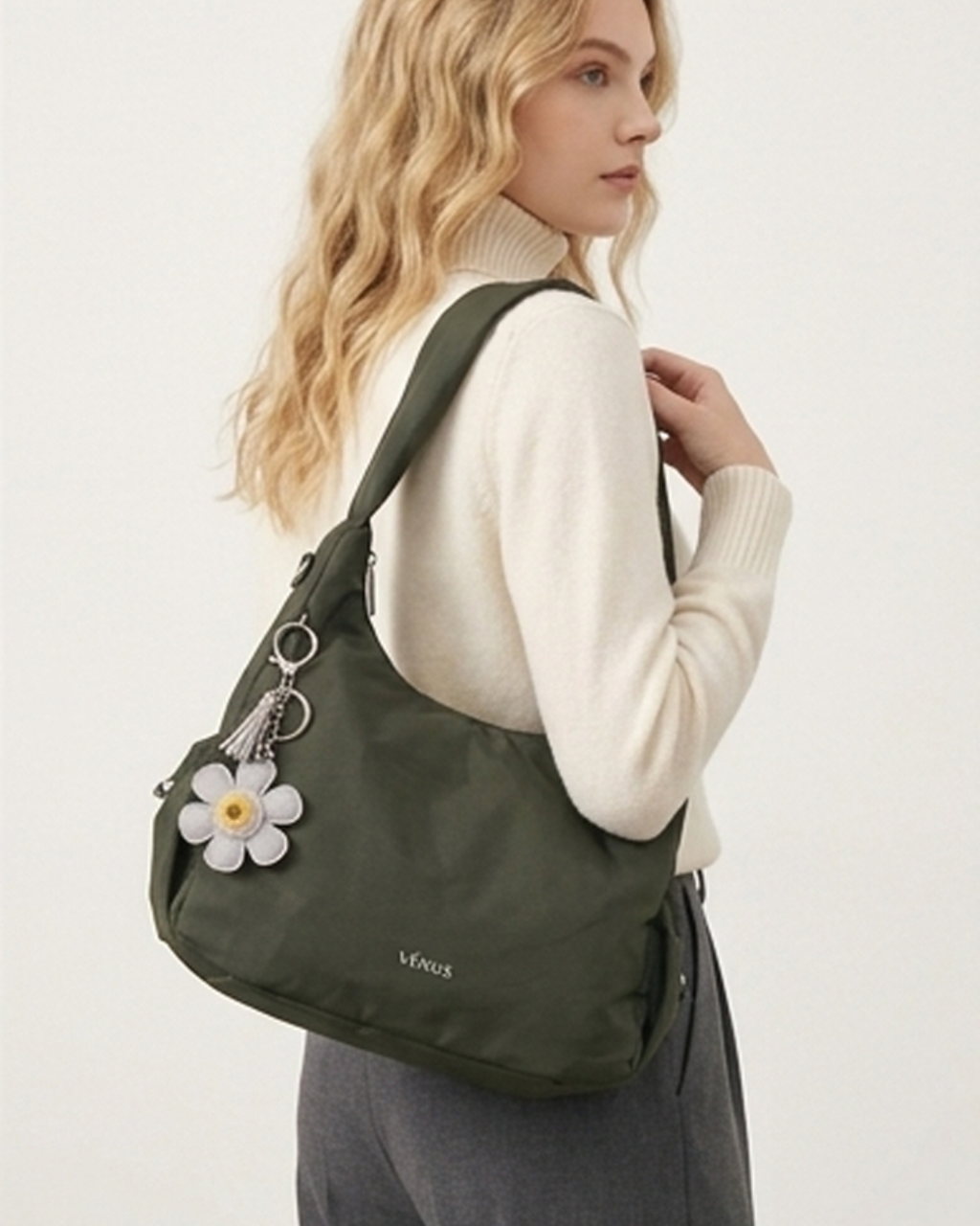 Poppy Shoulder Bag (Nylon) - Sand