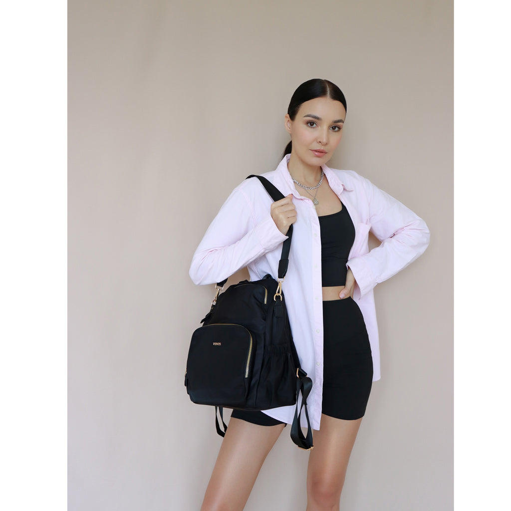 Carine Nylon Backpack - Black